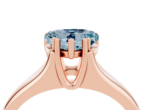 Rose gold Heart Cut Aquamarine Solitaire Ring with Wide Band and Prong Setting_4