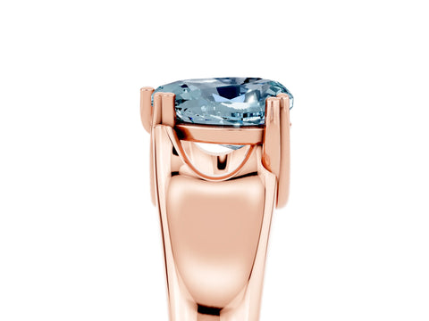 Rose gold Heart Cut Aquamarine Solitaire Ring with Wide Band and Prong Setting_5