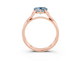 Rose gold Heart Cut Aquamarine Solitaire Twist Band Prong Setting Ring_39