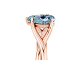 Rose gold Heart Cut Aquamarine Solitaire Twist Band Prong Setting Ring_41