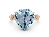 Rose gold Heart Cut Aquamarine Solitaire Twisted Band with Round  Accents and Prong Setting_12