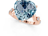 Rose gold Heart Cut Aquamarine Solitaire Twisted Band with Round  Accents and Prong Setting_13