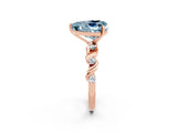 Rose gold Heart Cut Aquamarine Solitaire Twisted Band with Round  Accents and Prong Setting_14