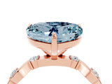 Rose gold Heart Cut Aquamarine Solitaire Twisted Band with Round  Accents and Prong Setting_16