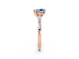 Rose gold Heart Cut Aquamarine Solitaire with Side Baguettes and Channel Set Band_2