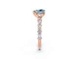 Rose gold Heart Cut Aquamarine Solitaire with Side Stones, Pave Band, Four-Prong Setting_38