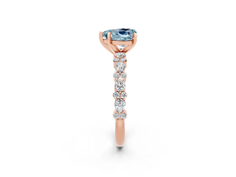 Rose gold Heart Cut Aquamarine Solitaire with Side Stones, Pave Band, Four-Prong Setting_38