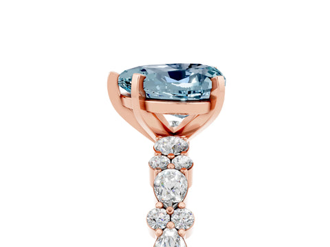 Rose gold Heart Cut Aquamarine Solitaire with Side Stones, Pave Band, Four-Prong Setting_41