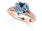 Rose gold Heart Cut Aquamarine Split Shank Engagement Ring with Pavé Band_1