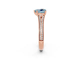 Rose gold Heart Cut Aquamarine Split Shank Engagement Ring with Pavé Band_2