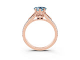 Rose gold Heart Cut Aquamarine Split Shank Engagement Ring with Pavé Band_3