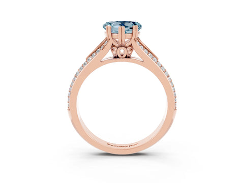 Rose gold Heart Cut Aquamarine Split Shank Engagement Ring with Pavé Band_3