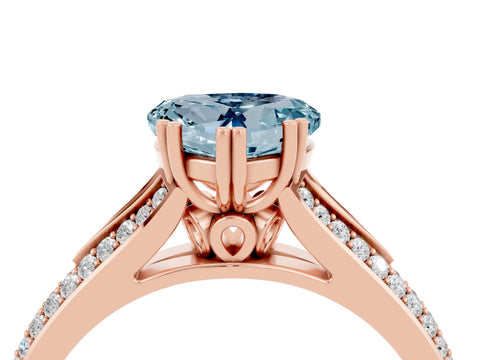 Rose gold Heart Cut Aquamarine Split Shank Engagement Ring with Pavé Band_4