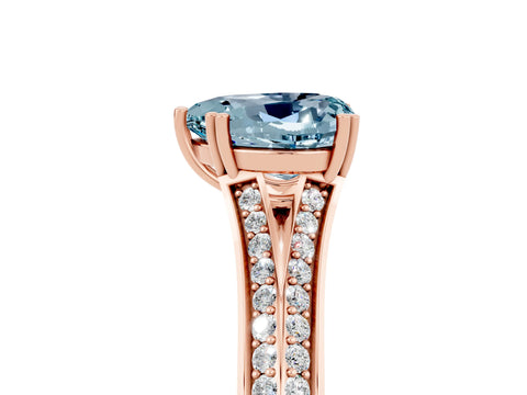 Rose gold Heart Cut Aquamarine Split Shank Engagement Ring with Pavé Band_5