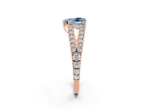 Rose gold Heart Cut Aquamarine Split Shank Pavé Engagement Ring with Four-Prong Setting_14