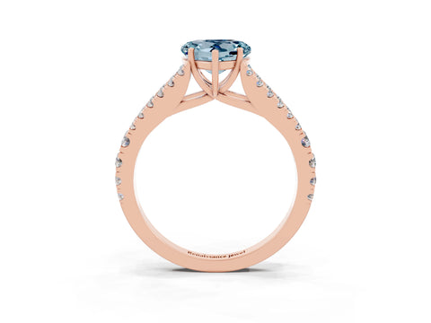 Rose gold Heart Cut Aquamarine Split Shank Pavé Engagement Ring with Four-Prong Setting_15