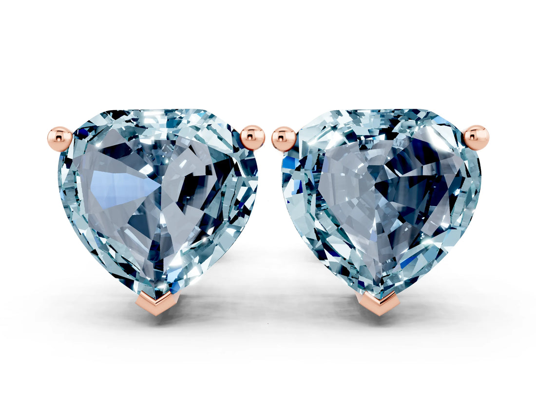 Rose gold Heart Cut Aquamarine Stud Earrings_18