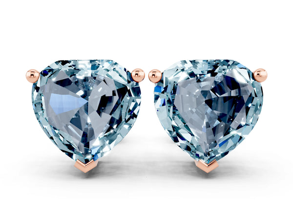 Rose gold Heart Cut Aquamarine Stud Earrings