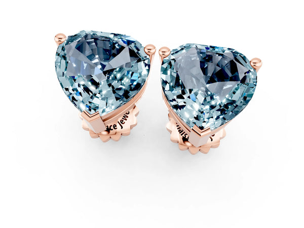 Rose gold Heart Cut Aquamarine Stud Earrings
