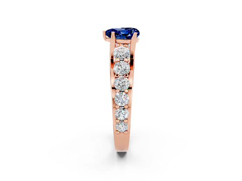 Rose gold Heart Cut Blue Sapphire Engagement Ring with Pavé Band and Four-Prong Setting_2