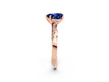 Rose gold Heart Cut Blue Sapphire Engagement Ring with Side Stone Accents and Four-Prong Setting_26