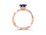 Rose gold Heart Cut Blue Sapphire Engagement Ring with Side Stone Accents and Four-Prong Setting_27