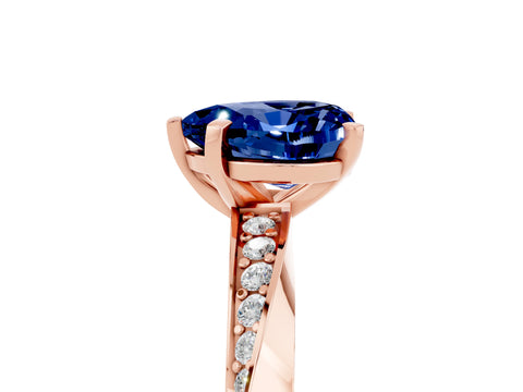 Rose gold Heart Cut Blue Sapphire Engagement Ring with Side Stone Accents and Four-Prong Setting_29