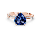 Rose gold Heart Cut Blue Sapphire Engagement Ring with Side Stone Accents and Four-Prong Setting_60