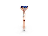Rose gold Heart Cut Blue Sapphire Engagement Ring with Side Stone Accents and Four-Prong Setting_62