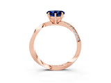 Rose gold Heart Cut Blue Sapphire Engagement Ring with Side Stone Accents and Four-Prong Setting_63