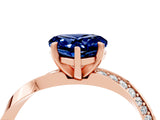 Rose gold Heart Cut Blue Sapphire Engagement Ring with Side Stone Accents and Four-Prong Setting_64