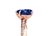 Rose gold Heart Cut Blue Sapphire Engagement Ring with Side Stone Accents and Four-Prong Setting_65