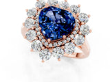 Rose gold Heart Cut Blue Sapphire Floral Double Halo Engagement Ring with Prong Setting_85