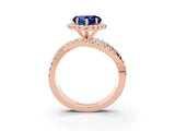 Rose gold Heart Cut Blue Sapphire Halo Ring with Round Split Shank and Prong Setting_51
