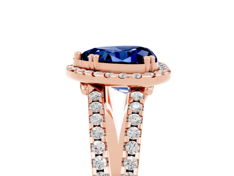 Rose gold Heart Cut Blue Sapphire Halo Split Shank Engagement Ring_17