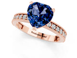 Rose gold Heart Cut Blue Sapphire Milgrain Pavé Engagement Ring with Four-Prong Setting_13
