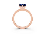 Rose gold Heart Cut Blue Sapphire Milgrain Pavé Engagement Ring with Four-Prong Setting_15