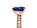 Rose gold Heart Cut Blue Sapphire Milgrain Pavé Engagement Ring with Four-Prong Setting_17