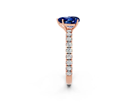 Rose gold Heart Cut Blue Sapphire Pavé Solitaire Engagement Ring with Four-Prong Setting_14