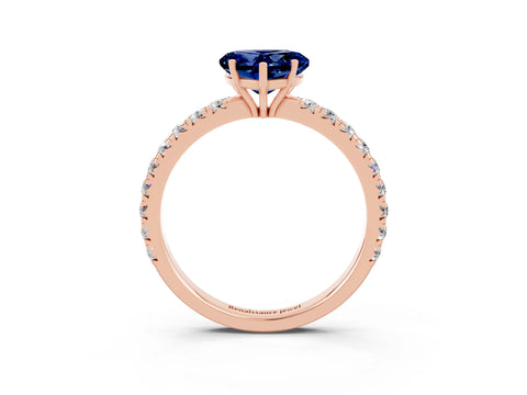 Rose gold Heart Cut Blue Sapphire Pavé Solitaire Engagement Ring with Four-Prong Setting_15