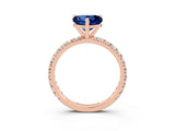 Rose gold Heart Cut Blue Sapphire Pavé Solitaire Ring with Round Band and Prong Setting_27