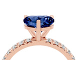 Rose gold Heart Cut Blue Sapphire Pavé Solitaire Ring with Round Band and Prong Setting_28