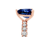 Rose gold Heart Cut Blue Sapphire Pavé Solitaire Ring with Round Band and Prong Setting_29