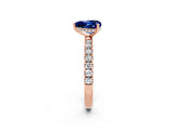 Rose gold Heart Cut Blue Sapphire Pave Band Solitaire Ring with Four-Prong Setting_26