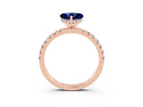 Rose gold Heart Cut Blue Sapphire Pave Band Solitaire Ring with Four-Prong Setting_27