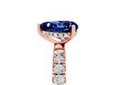 Rose gold Heart Cut Blue Sapphire Pave Band Solitaire Ring with Four-Prong Setting_29
