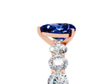 Rose gold Heart Cut Blue Sapphire Prong Setting with Side Stones on a Pave Band_5