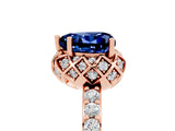 Rose gold Heart Cut Blue Sapphire Scalloped Halo Engagement Ring with Round Shared Prong Band_29