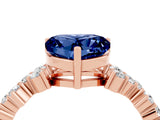 Rose gold Heart Cut Blue Sapphire Scattered Round Accent Ring with Prong Setting_16
