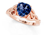 Rose gold Heart Cut Blue Sapphire Solitaire Celtic Knot Ring with Four-Prong Setting_13